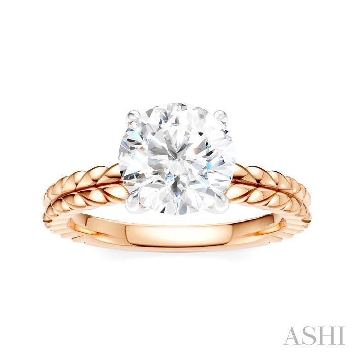 1/20 Ctw Circular Shape Round Cut Diamond Semi-Mount Engagement Ring in 14K Rose and White Gold