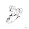 1/10 Ctw Marquise Shape Round Cut Diamond Semi-Mount Engagement Ring in 14K White Gold