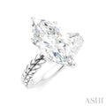 1/10 Ctw Marquise Shape Round Cut Diamond Semi-Mount Engagement Ring in 14K White Gold