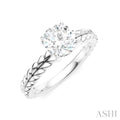 1/20 Ctw Circular Shape Round Cut Diamond Semi-Mount Engagement Ring in 14K White Gold