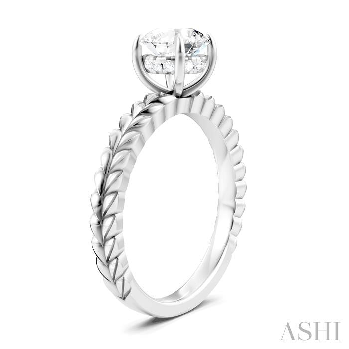 1/20 Ctw Circular Shape Round Cut Diamond Semi-Mount Engagement Ring in 14K White Gold