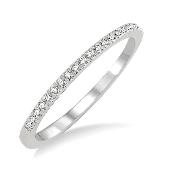 1/10 Ctw Round Cut Diamond Wedding Band in 14K White Gold