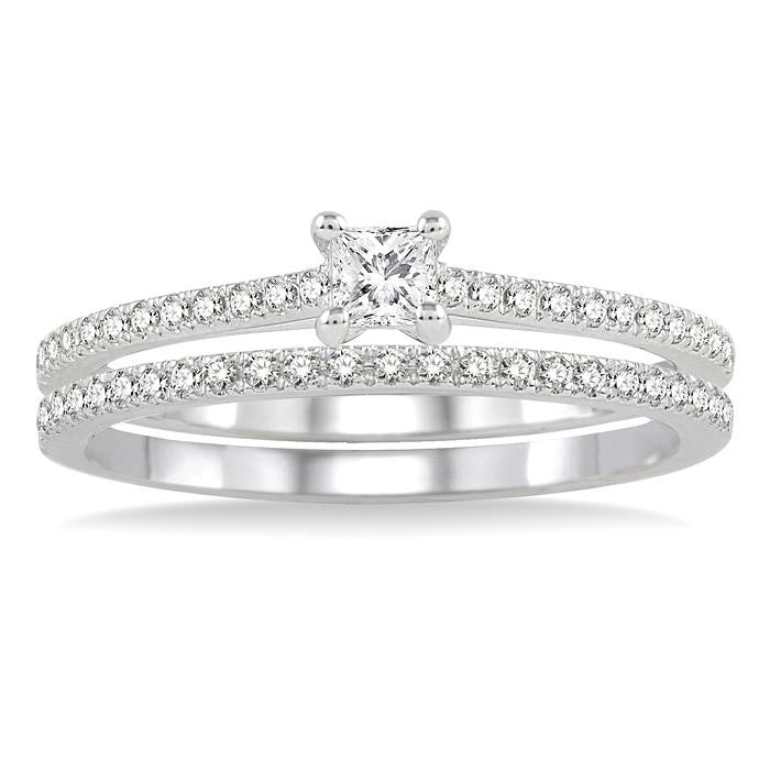 Princess Shape Diamond Wedding Set
