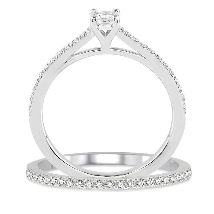 Princess Shape Diamond Wedding Set