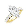 1 1/3 Ctw Marquise Shape Princess and Round Cut Diamond Semi-Mount Engagement Ring in 14K Yellow and White Gold