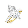 1 1/3 Ctw Marquise Shape Princess and Round Cut Diamond Semi-Mount Engagement Ring in 14K Yellow and White Gold