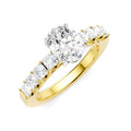 7/8 Ctw Oval Shape Princess and Round Cut Diamond Semi-Mount Engagement Ring in 14K Yellow and White Gold
