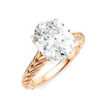 1/10 Ctw Oval Shape Round Cut Diamond Semi-Mount Engagement Ring in 14K Rose and White Gold