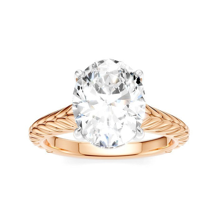 1/10 Ctw Oval Shape Round Cut Diamond Semi-Mount Engagement Ring in 14K Rose and White Gold