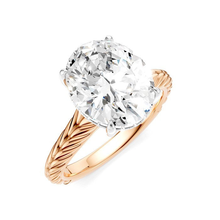 1/10 Ctw Oval Shape Round Cut Diamond Semi-Mount Engagement Ring in 14K Rose and White Gold