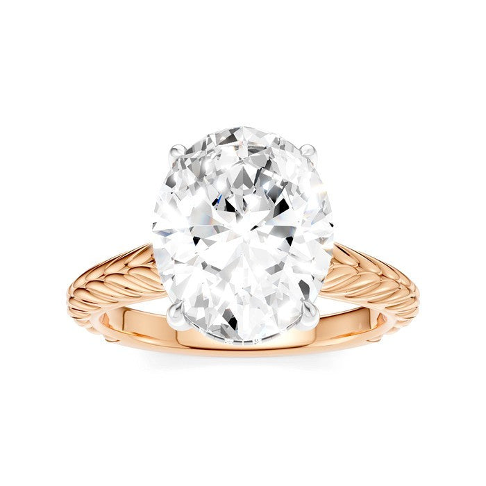 1/10 Ctw Oval Shape Round Cut Diamond Semi-Mount Engagement Ring in 14K Rose and White Gold