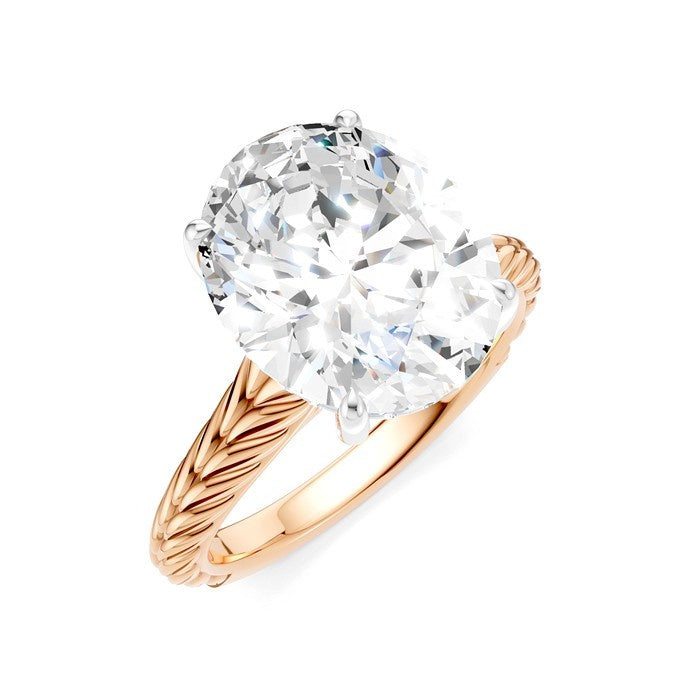 1/10 Ctw Oval Shape Round Cut Diamond Semi-Mount Engagement Ring in 14K Rose and White Gold