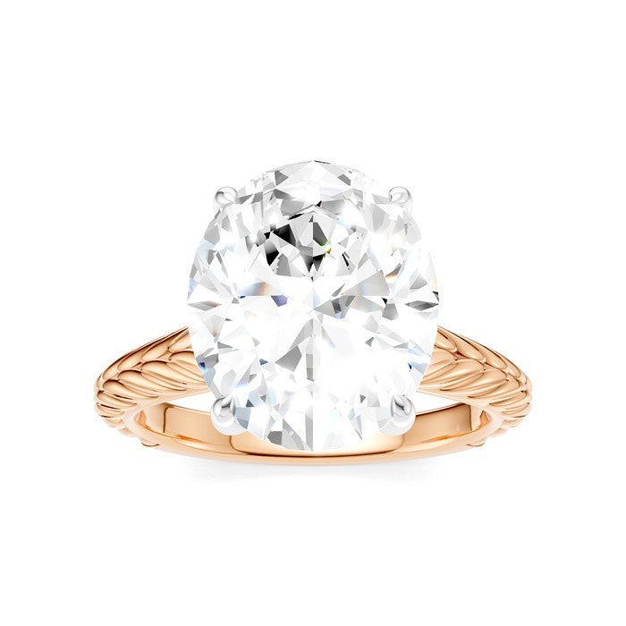 1/10 Ctw Oval Shape Round Cut Diamond Semi-Mount Engagement Ring in 14K Rose and White Gold