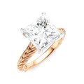 1/10 Ctw Princess Shape Round Cut Diamond Akari Wheat Shank Semi-Mount Engagement Ring in 14K Rose and White Gold