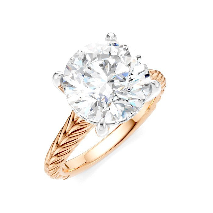 1/10 Ctw Circular Shape Round Cut Diamond Akari Wheat Shank Semi-Mount Engagement Ring in 14K Rose and White Gold