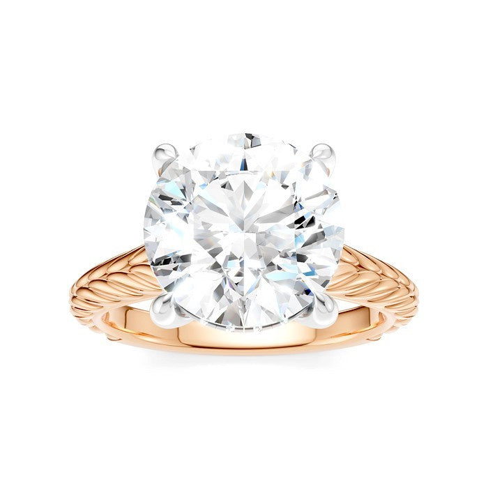1/10 Ctw Circular Shape Round Cut Diamond Akari Wheat Shank Semi-Mount Engagement Ring in 14K Rose and White Gold