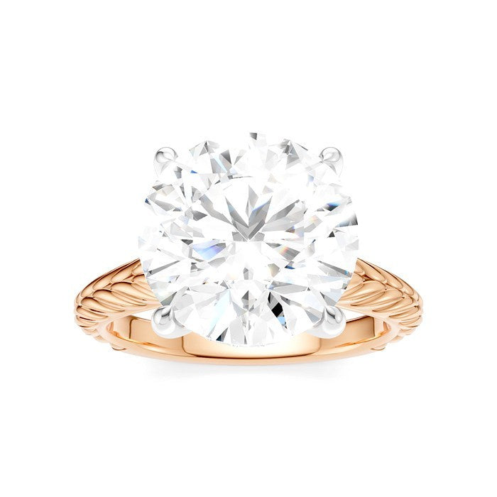 1/10 Ctw Circular Shape Round Cut Diamond Akari Wheat Shank Semi-Mount Engagement Ring in 14K Rose and White Gold