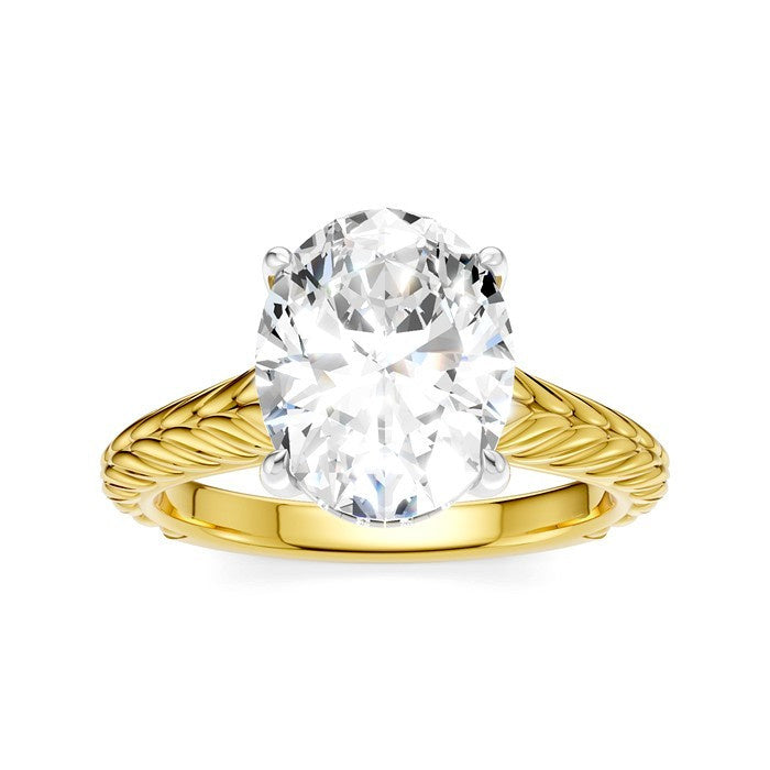 1/10 Ctw Oval Shape Round Cut Diamond Semi-Mount Engagement Ring in 14K Yellow and White Gold