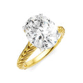 1/10 Ctw Oval Shape Round Cut Diamond Semi-Mount Engagement Ring in 14K Yellow and White Gold