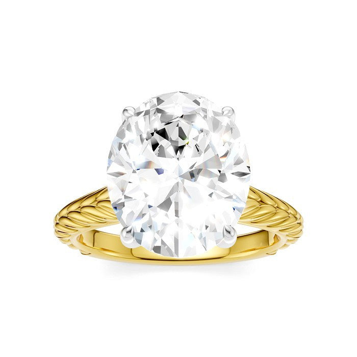 1/10 Ctw Oval Shape Round Cut Diamond Semi-Mount Engagement Ring in 14K Yellow and White Gold