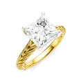 1/10 Ctw Princess Shape Round Cut Diamond Akari Wheat Shank Semi-Mount Engagement Ring in 14K Yellow and White Gold