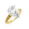 1/10 Ctw Pear Shape Round Cut Diamond Akari Wheat Shank Semi-Mount Engagement Ring in 14K Yellow and White Gold