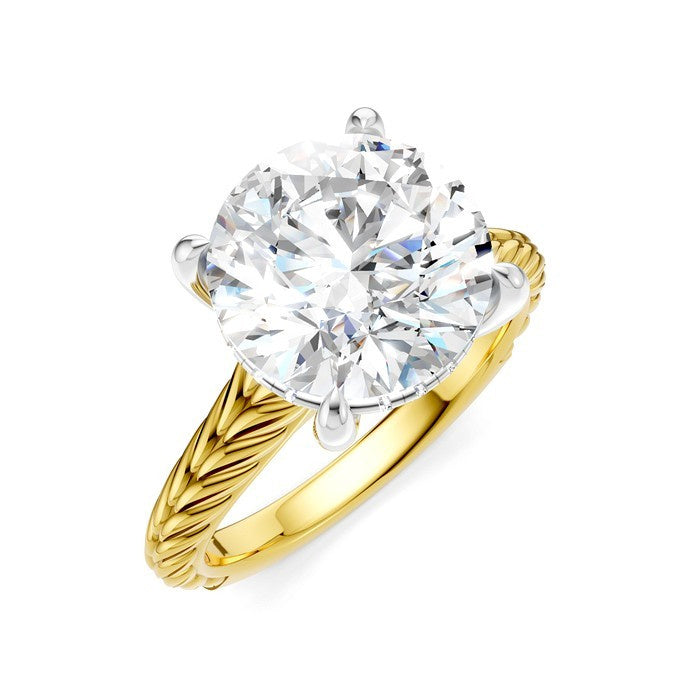 1/10 Ctw Circular Shape Round Cut Diamond Akari Wheat Shank Semi-Mount Engagement Ring in 14K Yellow and White Gold