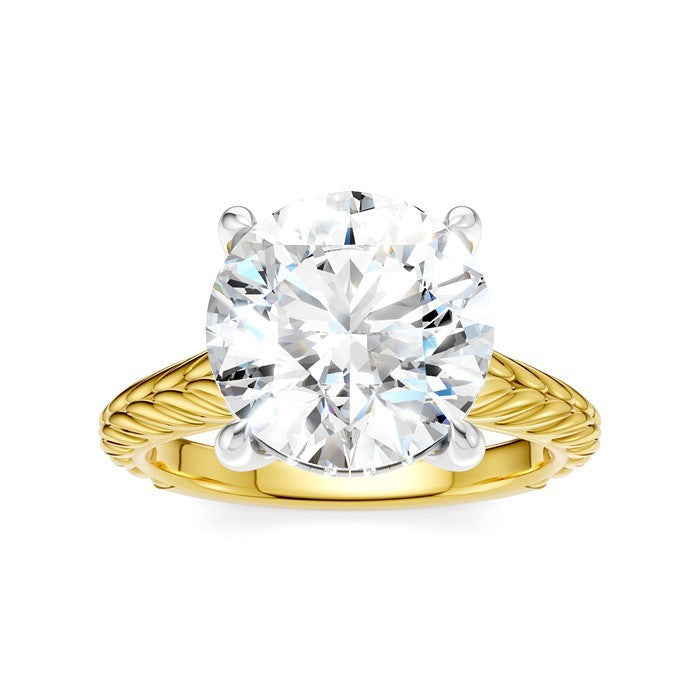 1/10 Ctw Circular Shape Round Cut Diamond Akari Wheat Shank Semi-Mount Engagement Ring in 14K Yellow and White Gold