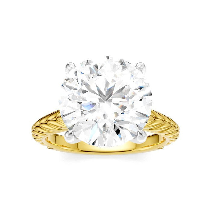 1/10 Ctw Circular Shape Round Cut Diamond Akari Wheat Shank Semi-Mount Engagement Ring in 14K Yellow and White Gold