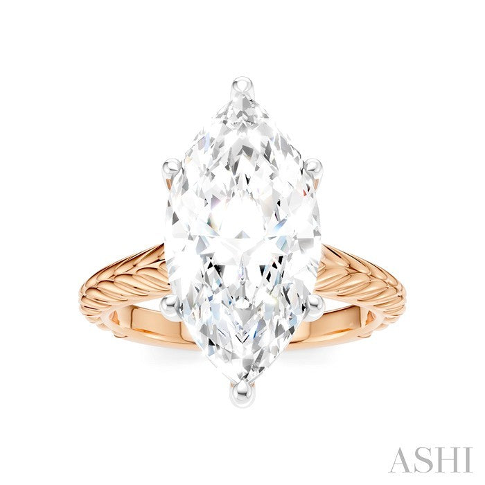 1/8 Ctw Marquise Shape Round Cut Diamond Akari Wheat Shank Semi-Mount Engagement Ring in 14K Rose and White Gold