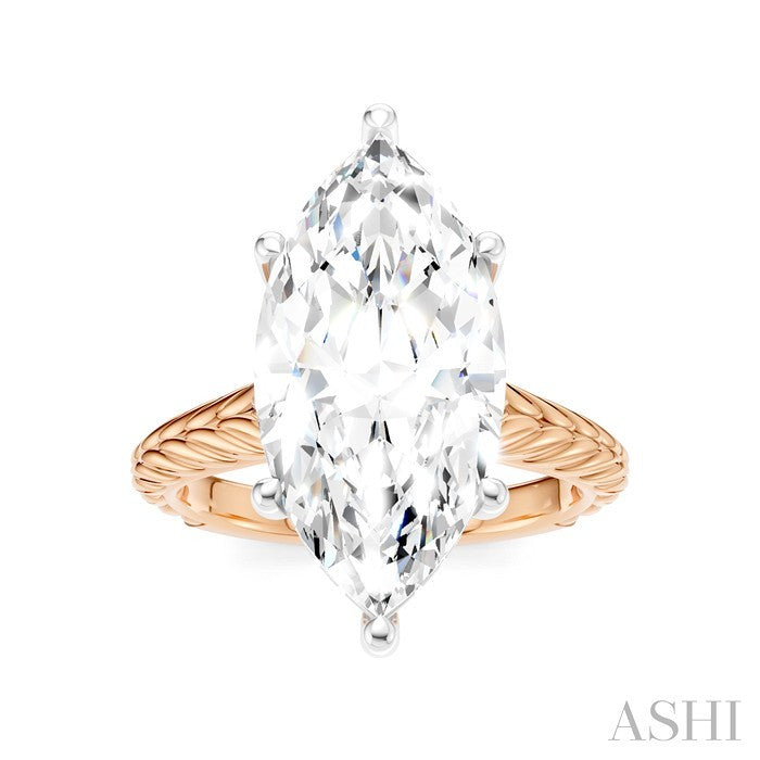 1/8 Ctw Marquise Shape Round Cut Diamond Akari Wheat Shank Semi-Mount Engagement Ring in 14K Rose and White Gold