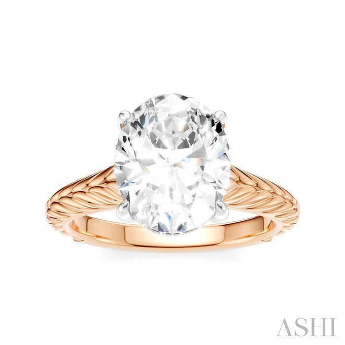 1/10 Ctw Oval Shape Round Cut Diamond Semi-Mount Engagement Ring in 14K Rose and White Gold
