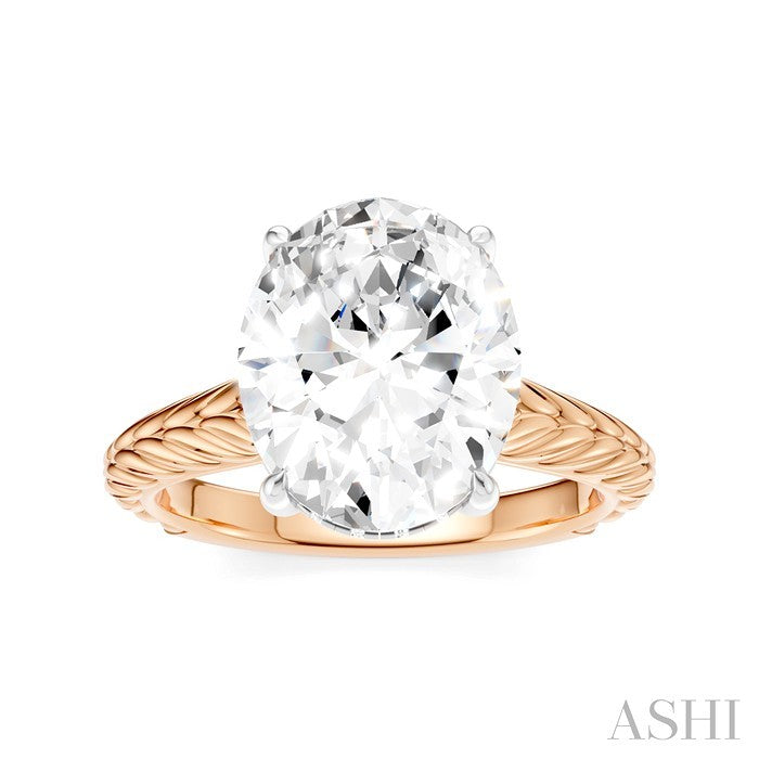 1/10 Ctw Oval Shape Round Cut Diamond Semi-Mount Engagement Ring in 14K Rose and White Gold