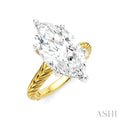 1/8 Ctw Marquise Shape Round Cut Diamond Akari Wheat Shank Semi-Mount Engagement Ring in 14K Yellow and White Gold