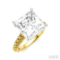 1/8 Ctw Princess Shape Round Cut Diamond Akari Wheat Shank Semi-Mount Engagement Ring in 14K Yellow and White Gold