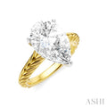 1/10 Ctw Pear Shape Round Cut Diamond Akari Wheat Shank Semi-Mount Engagement Ring in 14K Yellow and White Gold