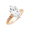 1/10 Ctw Marquise Shape Round Cut Diamond Akari Wheat Shank Semi-Mount Engagement Ring in 14K Rose and White Gold