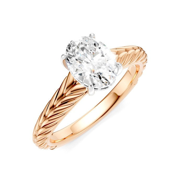 1/20 Ctw Oval Shape Round Cut Diamond Semi-Mount Engagement Ring in 14K Rose and White Gold