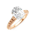 1/20 Ctw Oval Shape Round Cut Diamond Semi-Mount Engagement Ring in 14K Rose and White Gold
