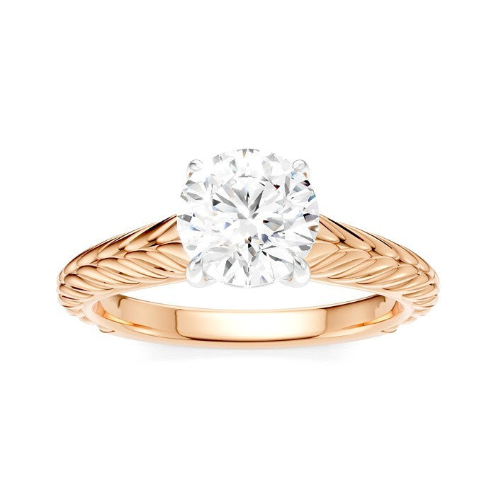 1/20 Ctw Circular Shape Round Cut Diamond Akari Wheat Shank Semi-Mount Engagement Ring in 14K Rose and White Gold