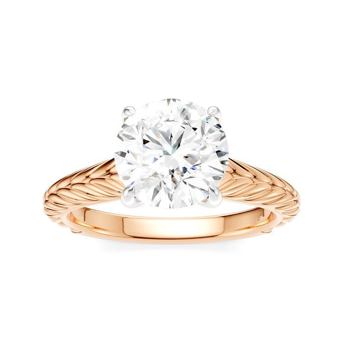 1/20 Ctw Circular Shape Round Cut Diamond Akari Wheat Shank Semi-Mount Engagement Ring in 14K Rose and White Gold