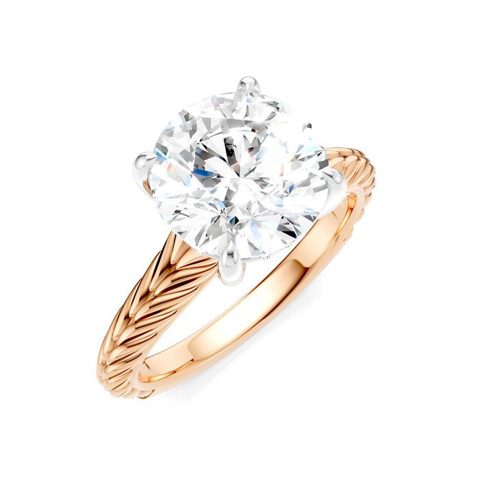 1/20 Ctw Circular Shape Round Cut Diamond Akari Wheat Shank Semi-Mount Engagement Ring in 14K Rose and White Gold