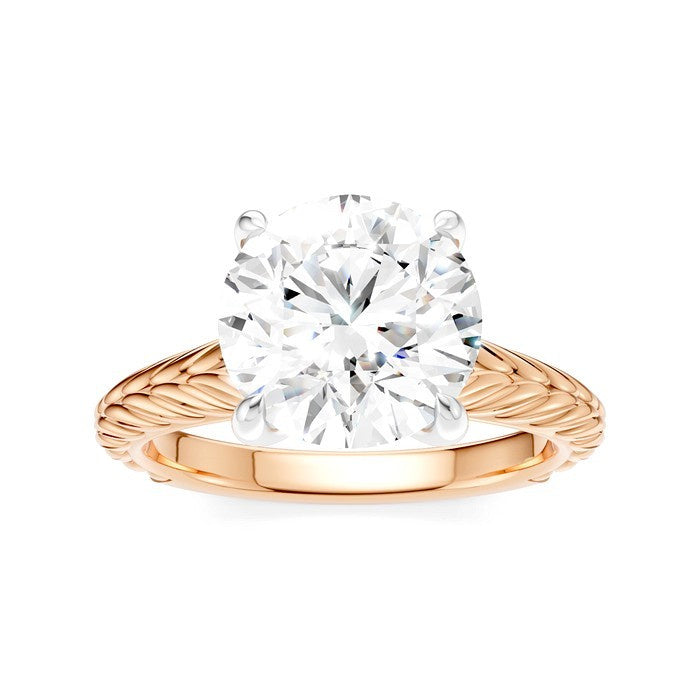 1/20 Ctw Circular Shape Round Cut Diamond Akari Wheat Shank Semi-Mount Engagement Ring in 14K Rose and White Gold