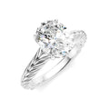 1/20 Ctw Oval Shape Round Cut Diamond Semi-Mount Engagement Ring in 14K White Gold