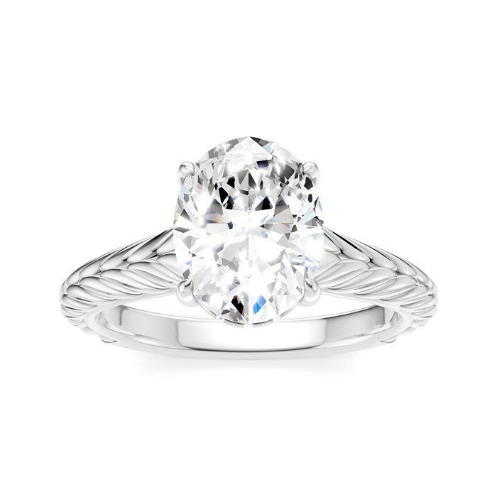 1/20 Ctw Oval Shape Round Cut Diamond Semi-Mount Engagement Ring in 14K White Gold
