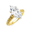 1/10 Ctw Marquise Shape Round Cut Diamond Akari Wheat Shank Semi-Mount Engagement Ring in 14K Yellow and White Gold