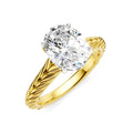 1/20 Ctw Oval Shape Round Cut Diamond Semi-Mount Engagement Ring in 14K Yellow and White Gold