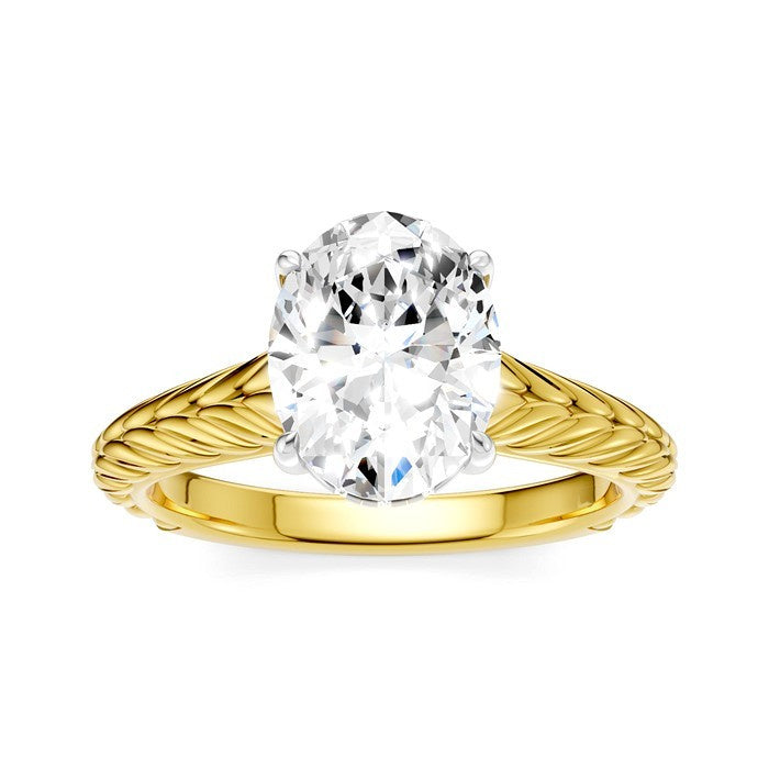 1/20 Ctw Oval Shape Round Cut Diamond Semi-Mount Engagement Ring in 14K Yellow and White Gold