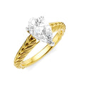 1/20 Ctw Pear Shape Round Cut Diamond Akari Wheat Shank Semi-Mount Engagement Ring in 14K Yellow and White Gold