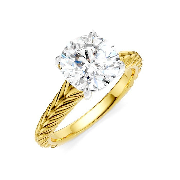 1/20 Ctw Circular Shape Round Cut Diamond Akari Wheat Shank Semi-Mount Engagement Ring in 14K Yellow and White Gold